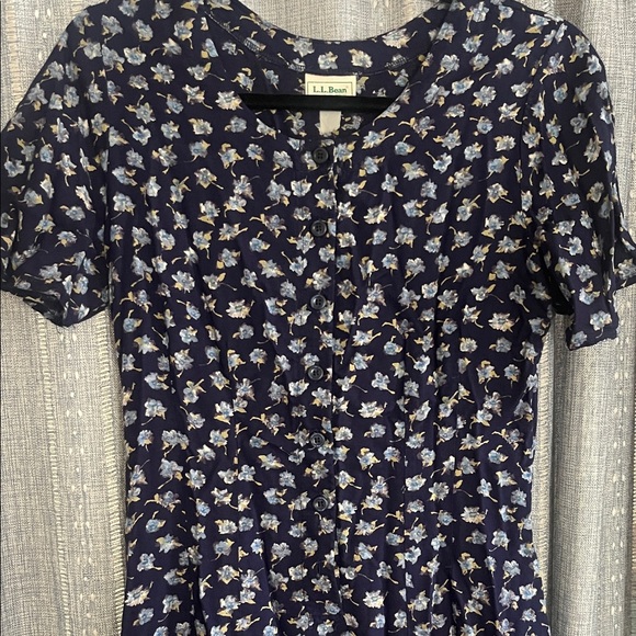 Vintage L. L. Bean Floral Navy Dress - Picture 4 of 5